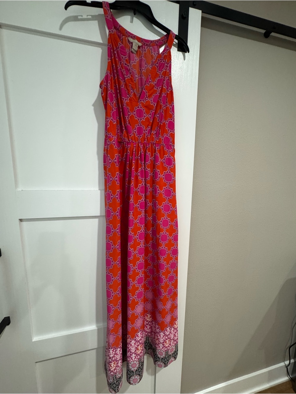 Banana Republic Pink and Orange Geometric Sleeveless Maxi Dress